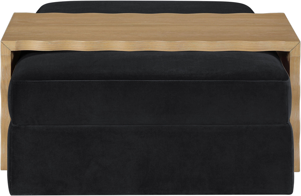 Woodra Black Velvet Upholstered Coffee Table/Ottoman