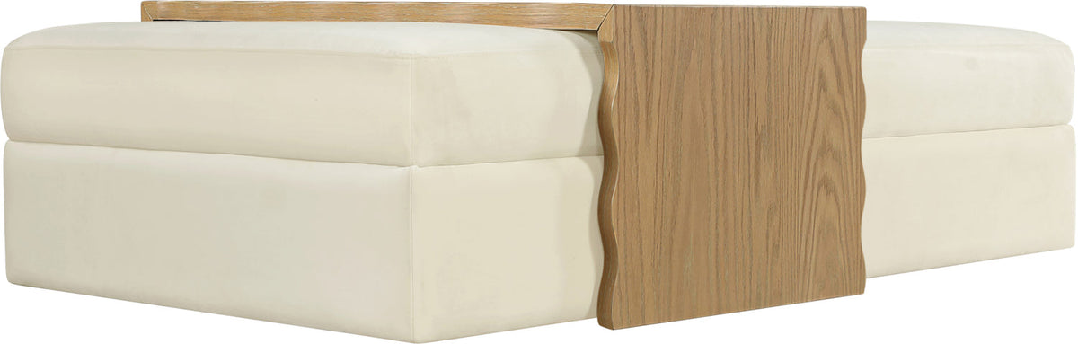 Woodra Cream Velvet Upholstered Coffee Table/Ottoman