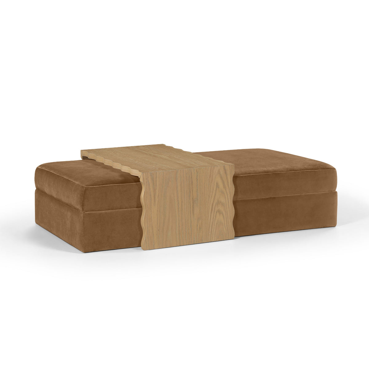 Woodra Saddle Velvet Upholstered Coffee Table/Ottoman in saddle velvet, primary product view