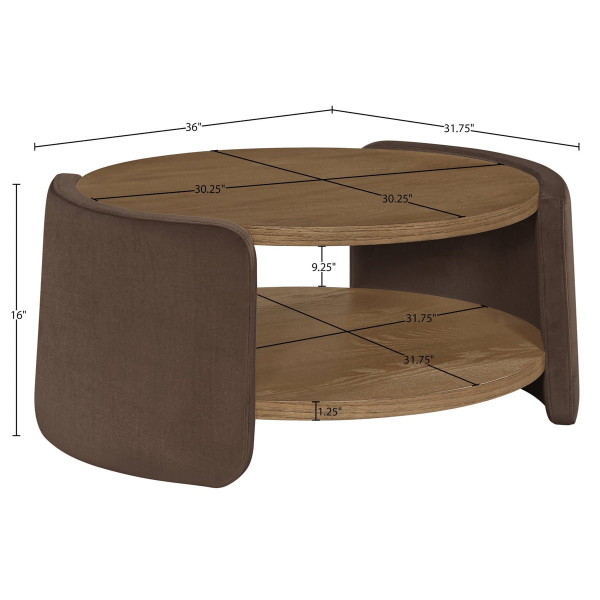 Wren Brown Velvet And Oak Veneer Coffee Table