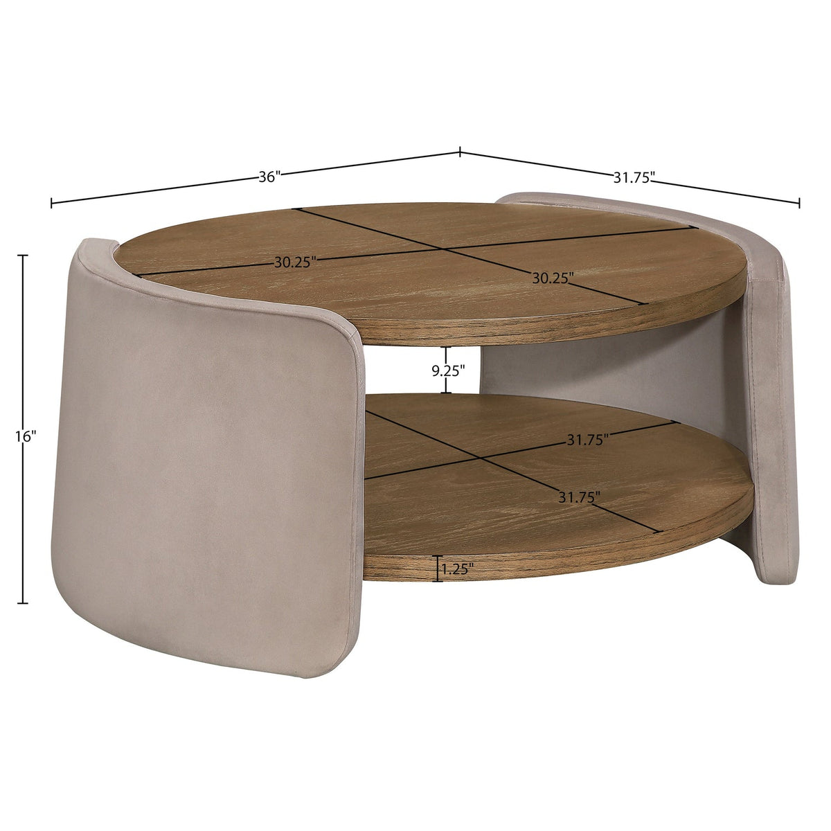 Wren Taupe Velvet And Oak Veneer Coffee Table