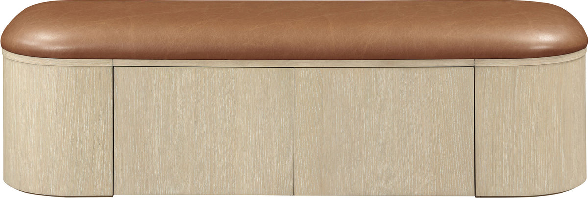 Velden Cognac Vegan Leather Upholstered Storage Bench