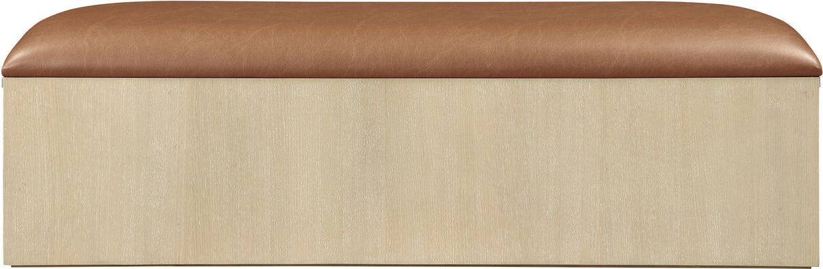 Velden Cognac Vegan Leather Upholstered Storage Bench