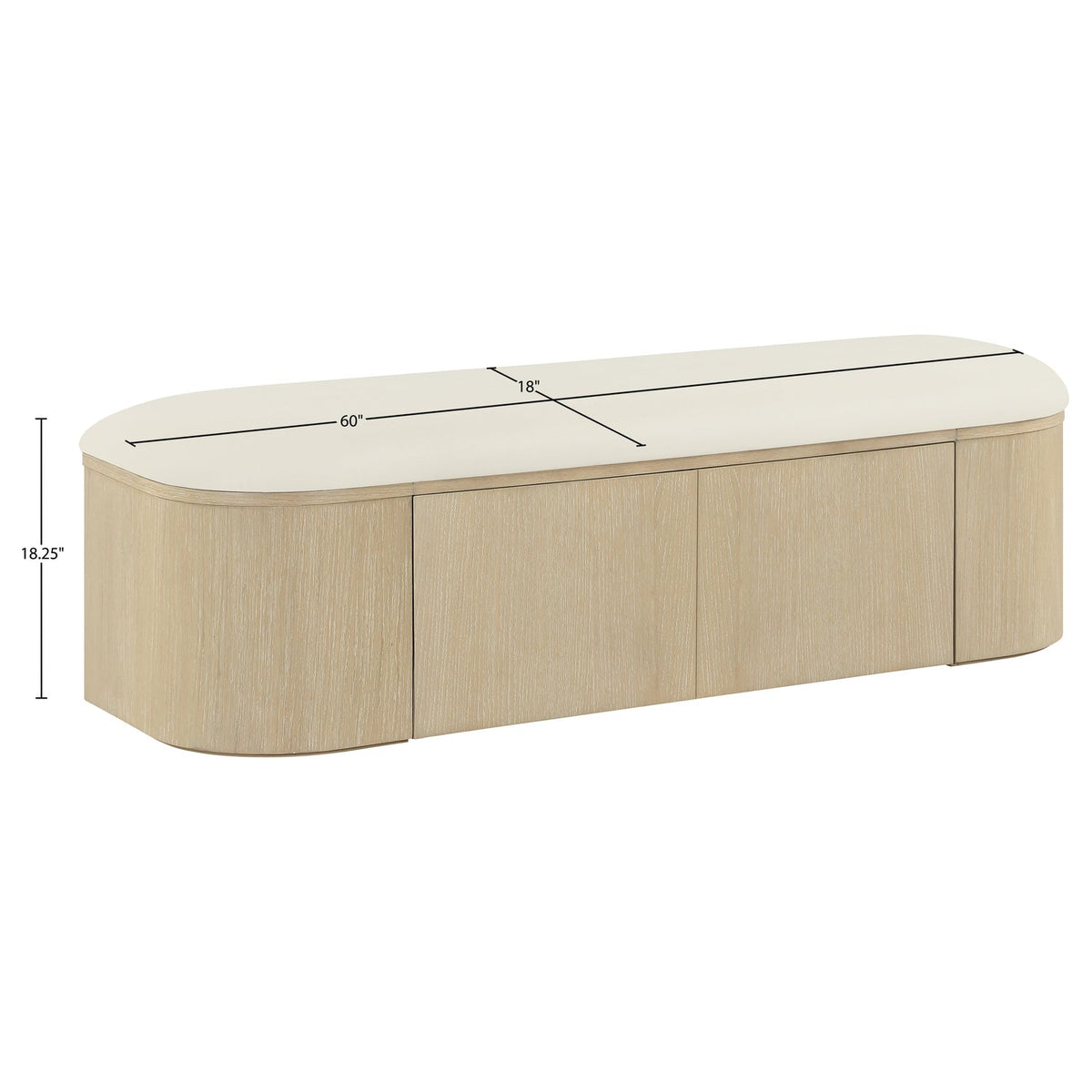Velden Cream Vegan Leather Upholstered Storage Bench