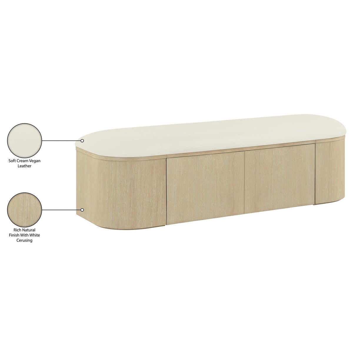 Velden Cream Vegan Leather Upholstered Storage Bench
