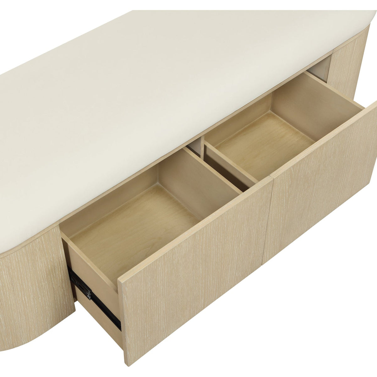 Velden Cream Vegan Leather Upholstered Storage Bench