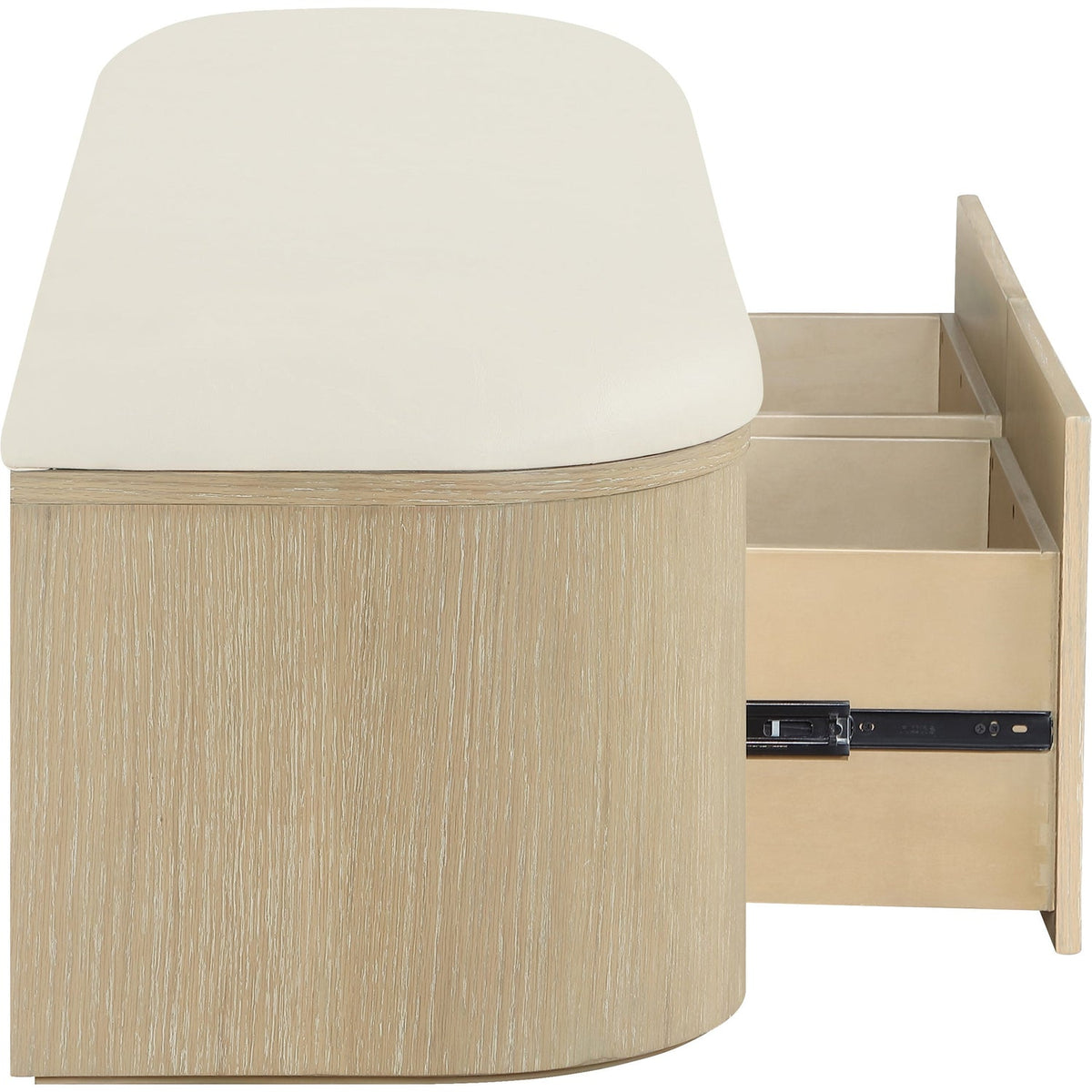 Velden Cream Vegan Leather Upholstered Storage Bench