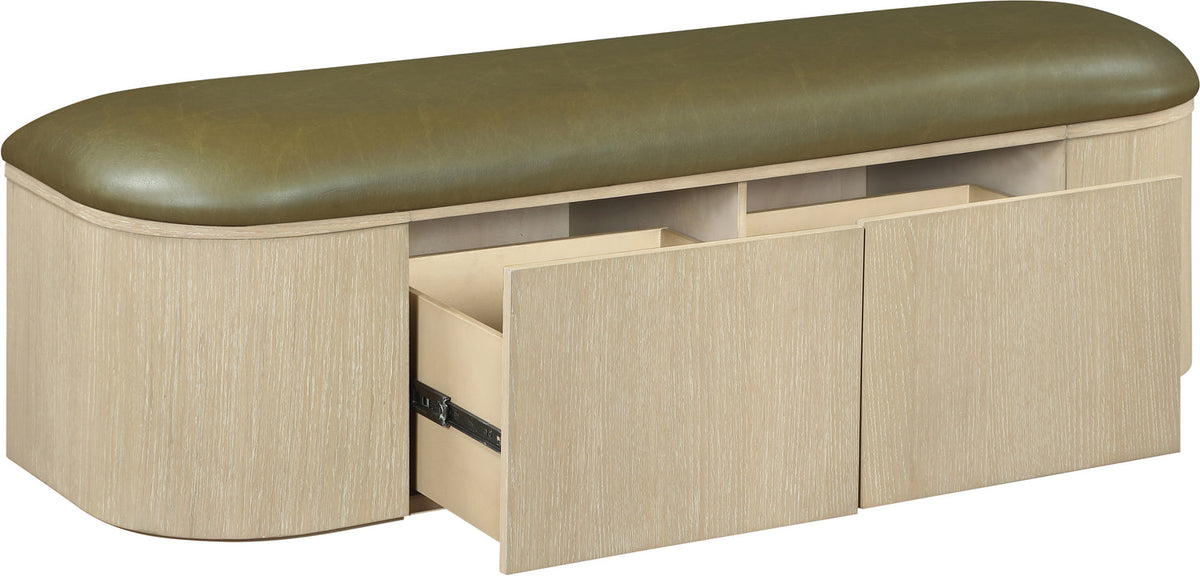 Velden Olive Vegan Leather Upholstered Storage Bench