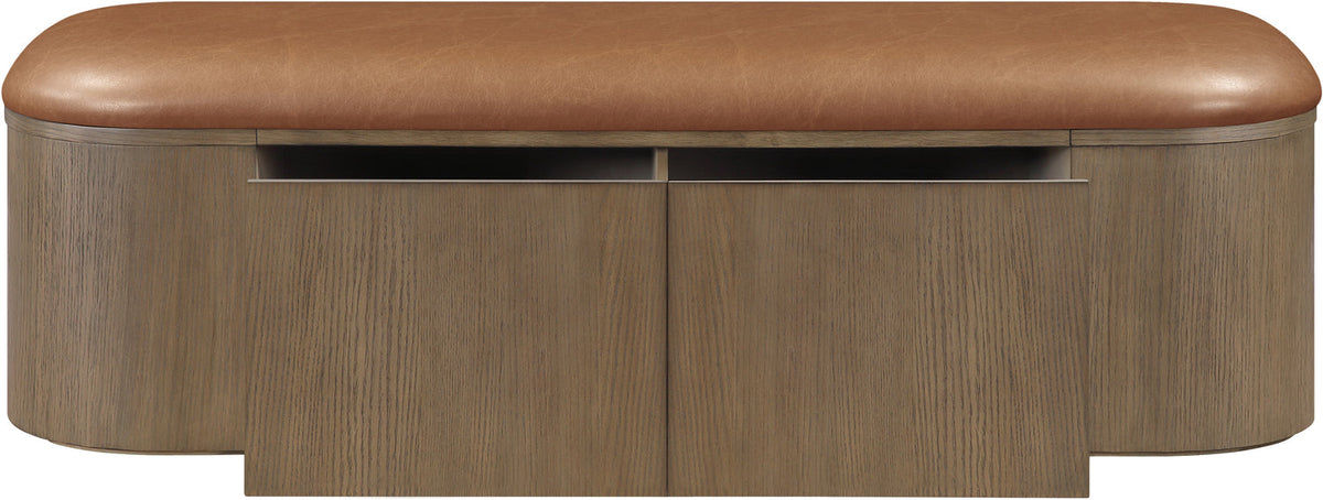 Velden Cognac Vegan Leather Upholstered Storage Bench