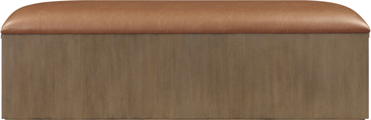 Velden Cognac Vegan Leather Upholstered Storage Bench