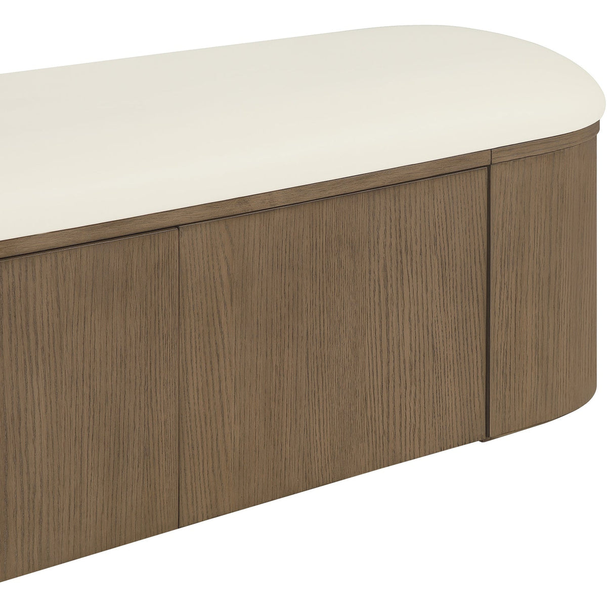 Velden Cream Vegan Leather Upholstered Storage Bench