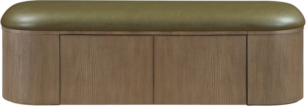 Velden Olive Vegan Leather Upholstered Storage Bench