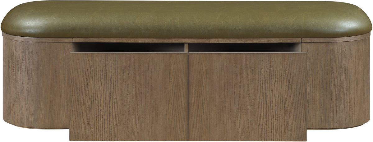 Velden Olive Vegan Leather Upholstered Storage Bench