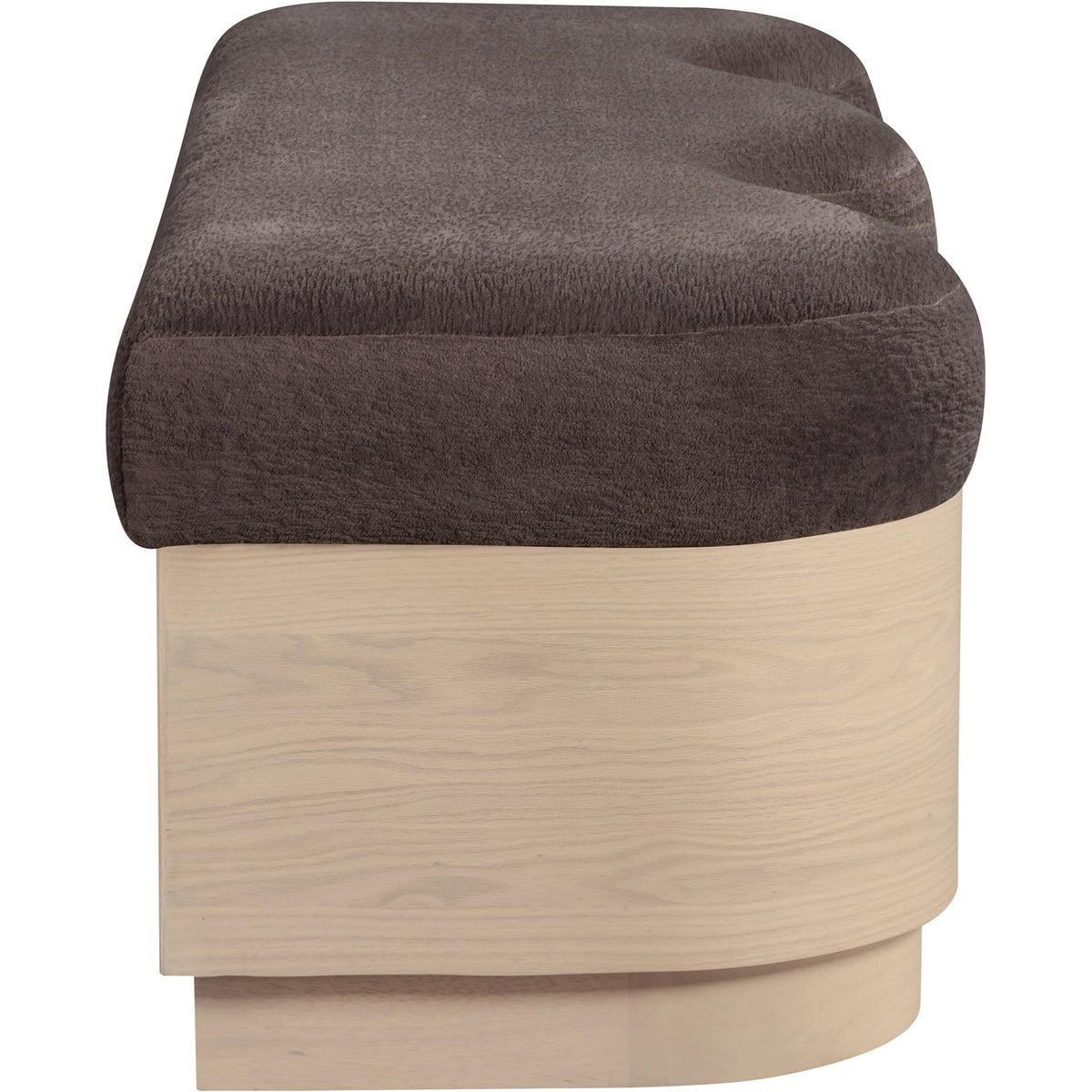 Savoy Brown Velour Fur Fabric Upholstered Bench