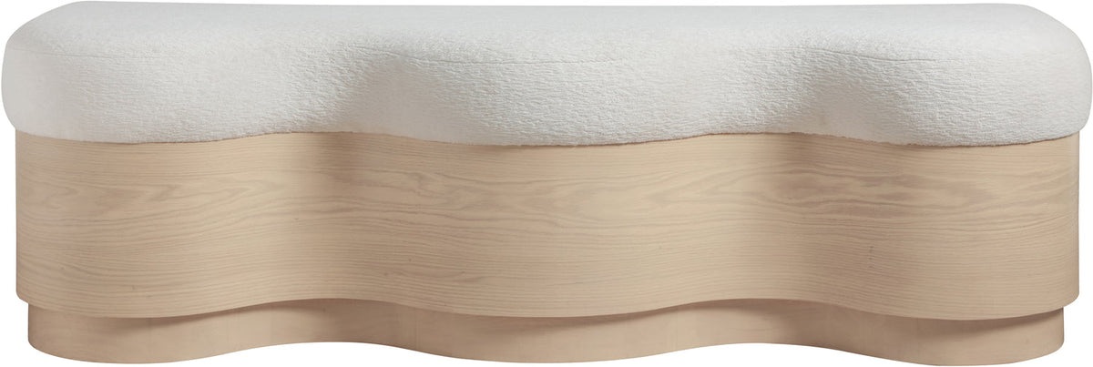 Savoy Cream Velour Fur Fabric Upholstered Bench
