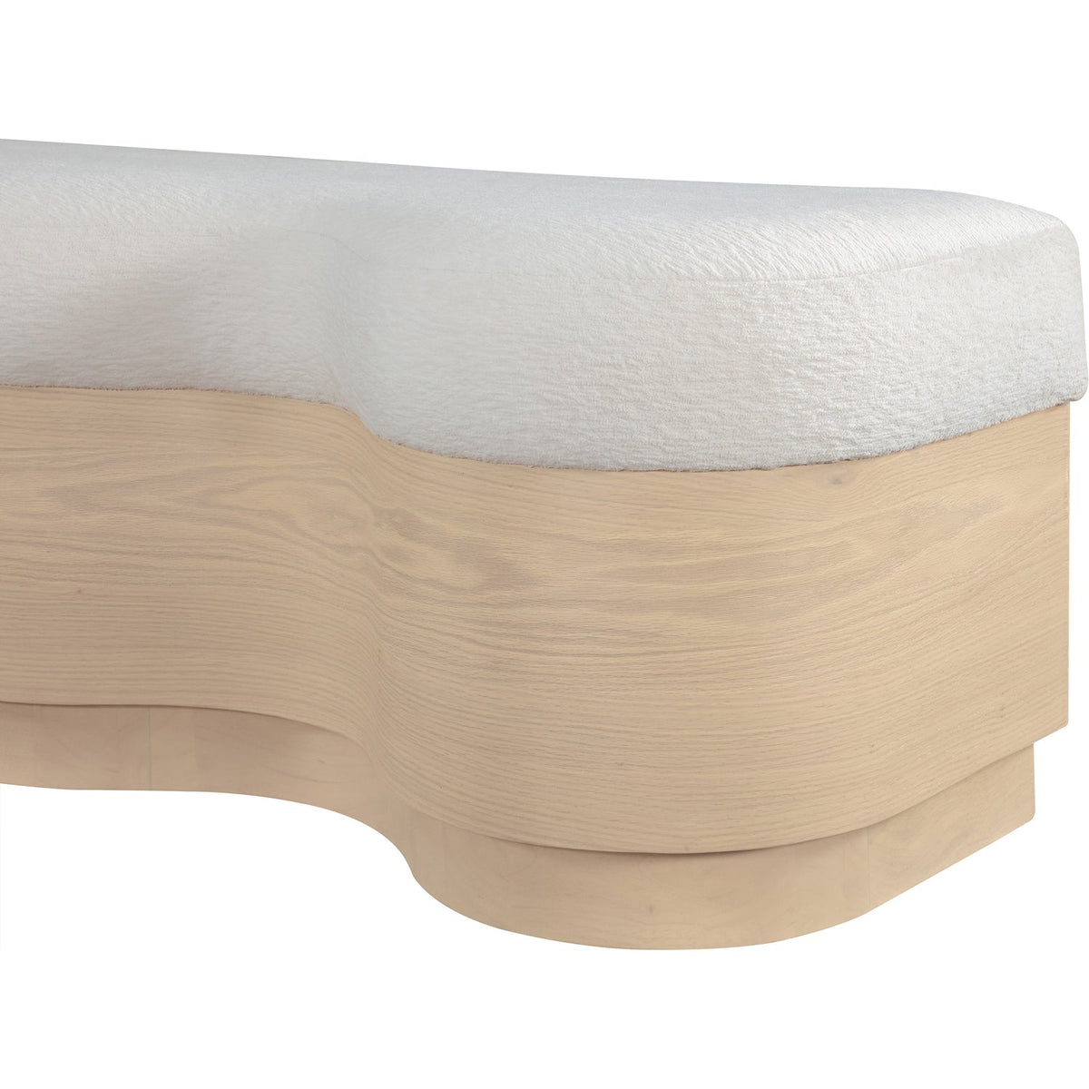 Savoy Cream Velour Fur Fabric Upholstered Bench