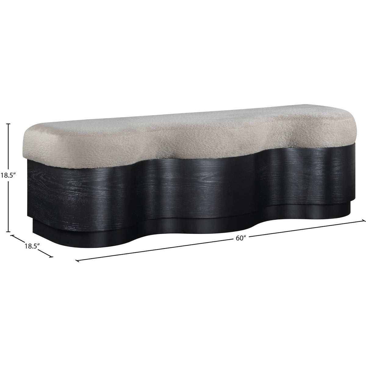 Savoy Beige Velour Fur Fabric Upholstered Bench