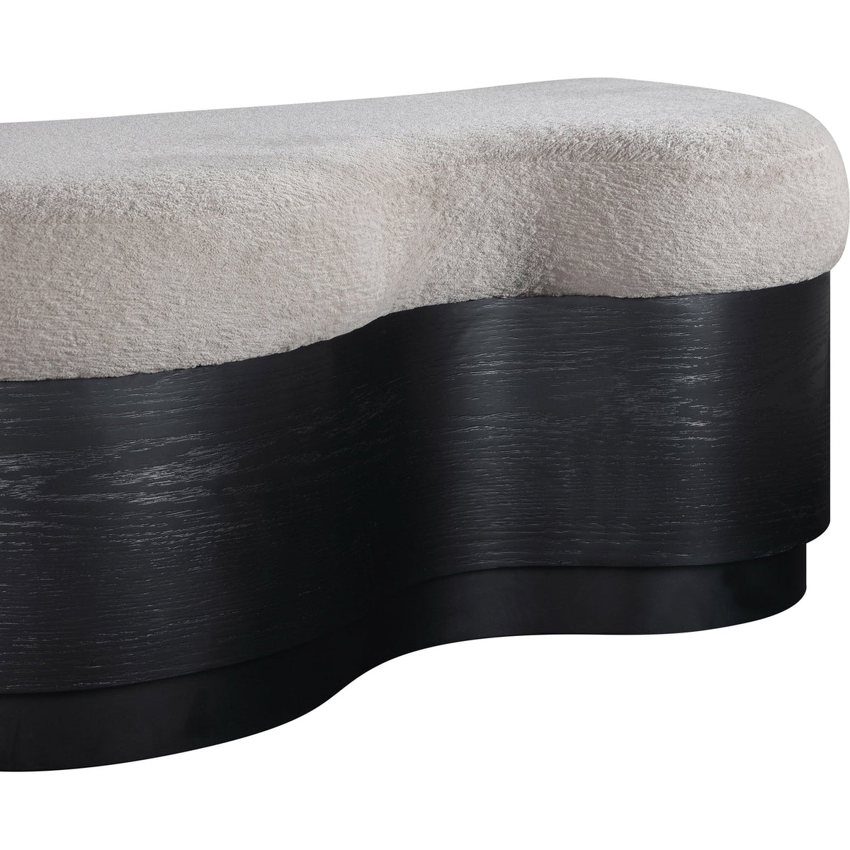 Savoy Beige Velour Fur Fabric Upholstered Bench