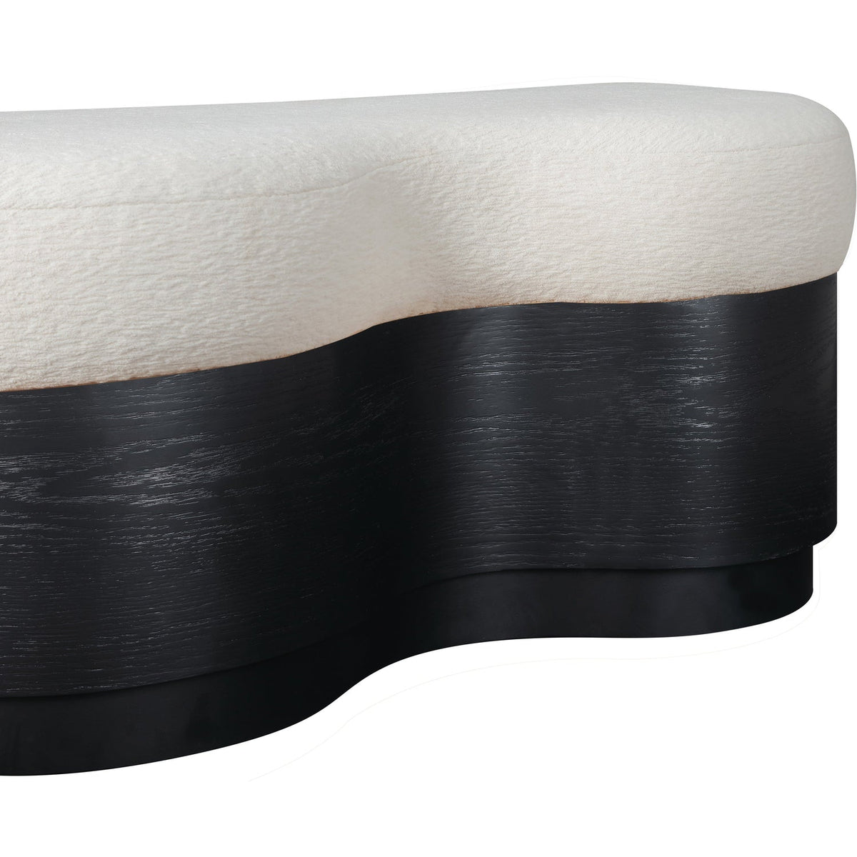 Savoy Cream Velour Fur Fabric Upholstered Bench