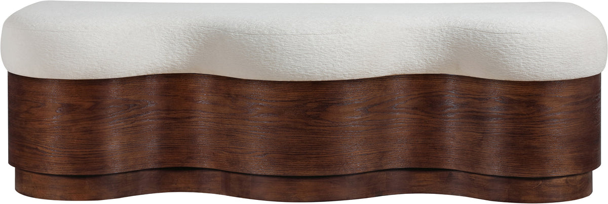 Savoy Cream Velour Fur Fabric Upholstered Bench