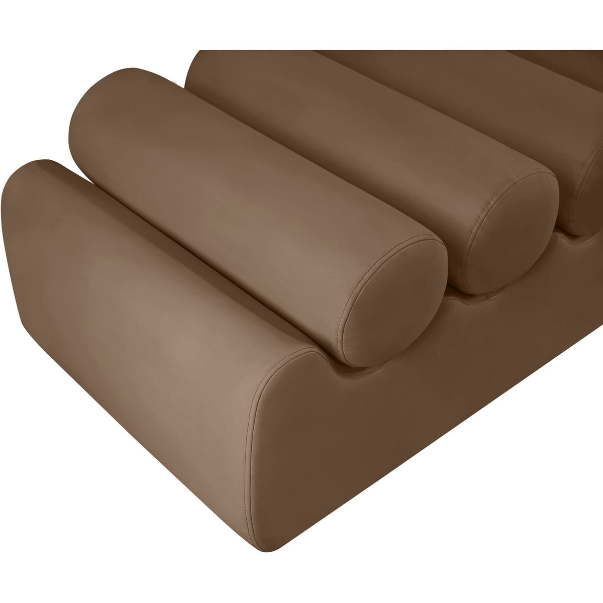 Rumble Brown Vegan Leather Upholstered Bench