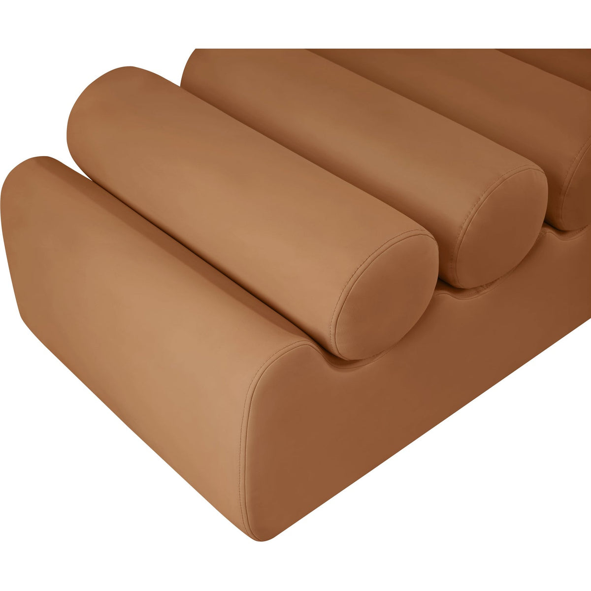 Rumble Cognac Vegan Leather Upholstered Bench