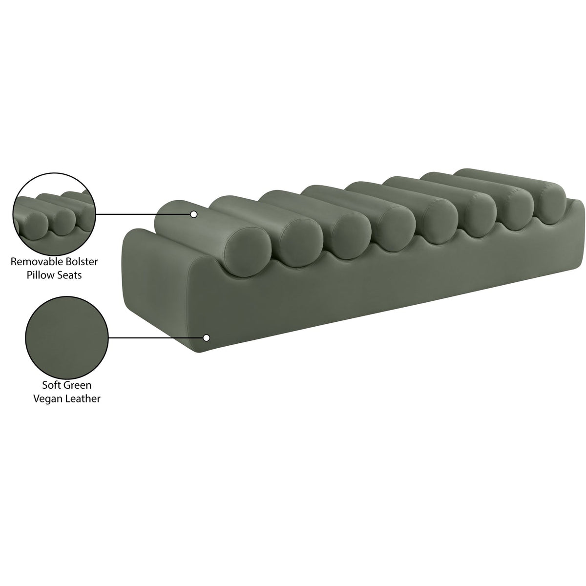 Rumble Green Vegan Leather Upholstered Bench