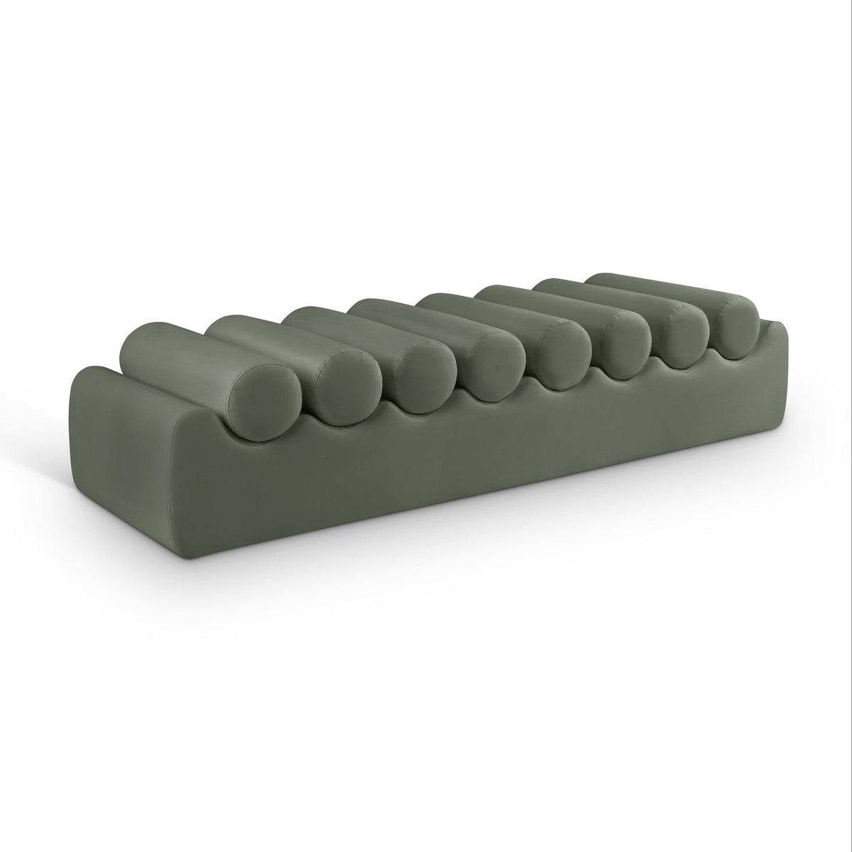 Rumble Green Vegan Leather Upholstered Bench in green vegan leather, primary product view