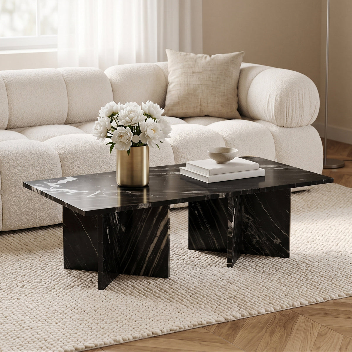 Verona Black Genuine Marble Coffee Table