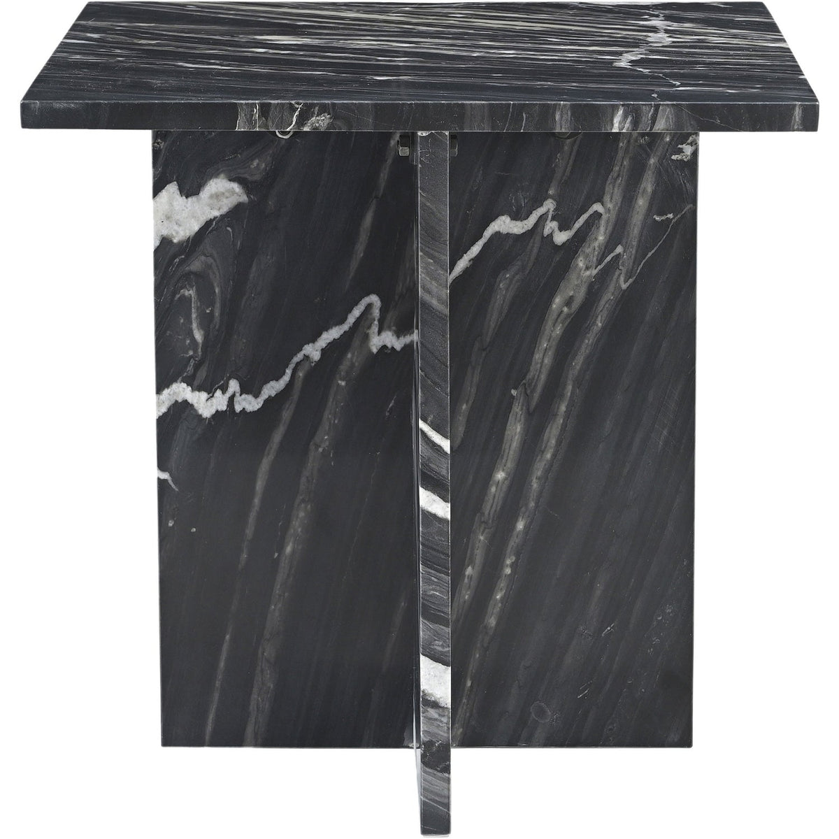 Verona Black Genuine Marble End Table Set of 2