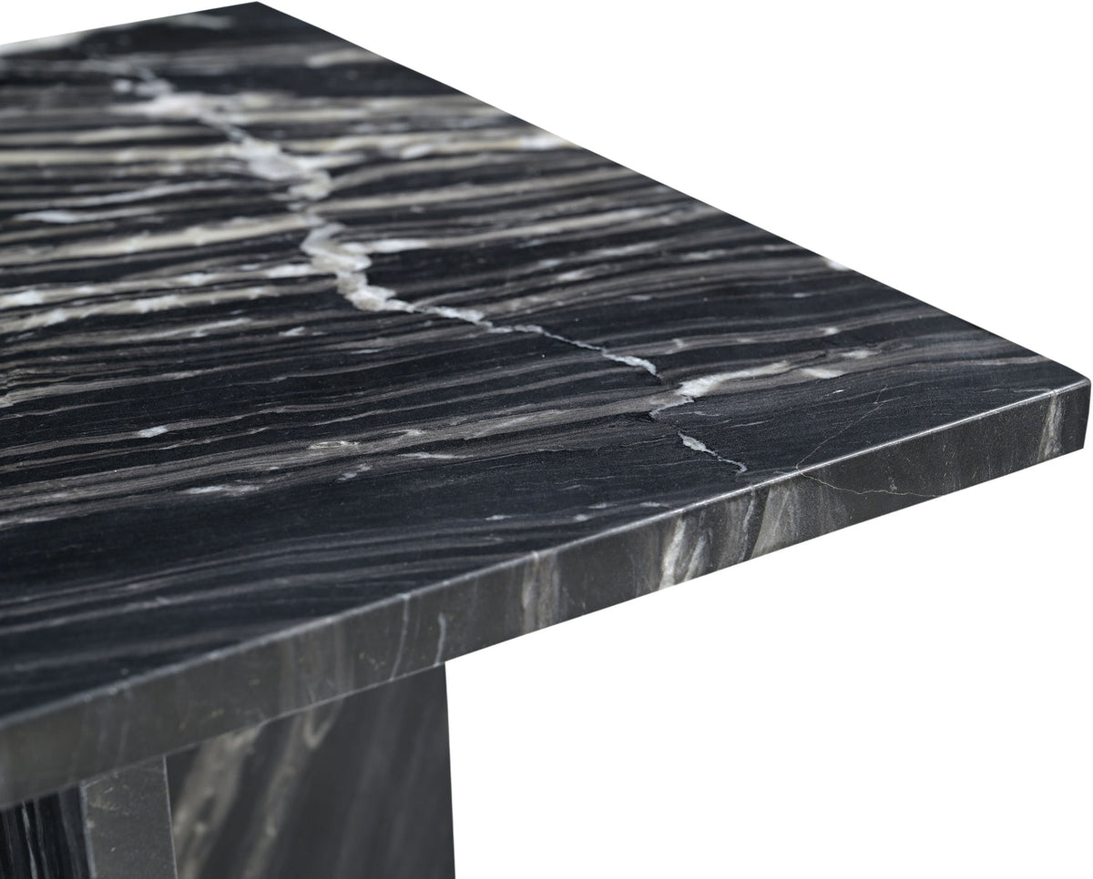 Verona Black Genuine Marble End Table Set of 2
