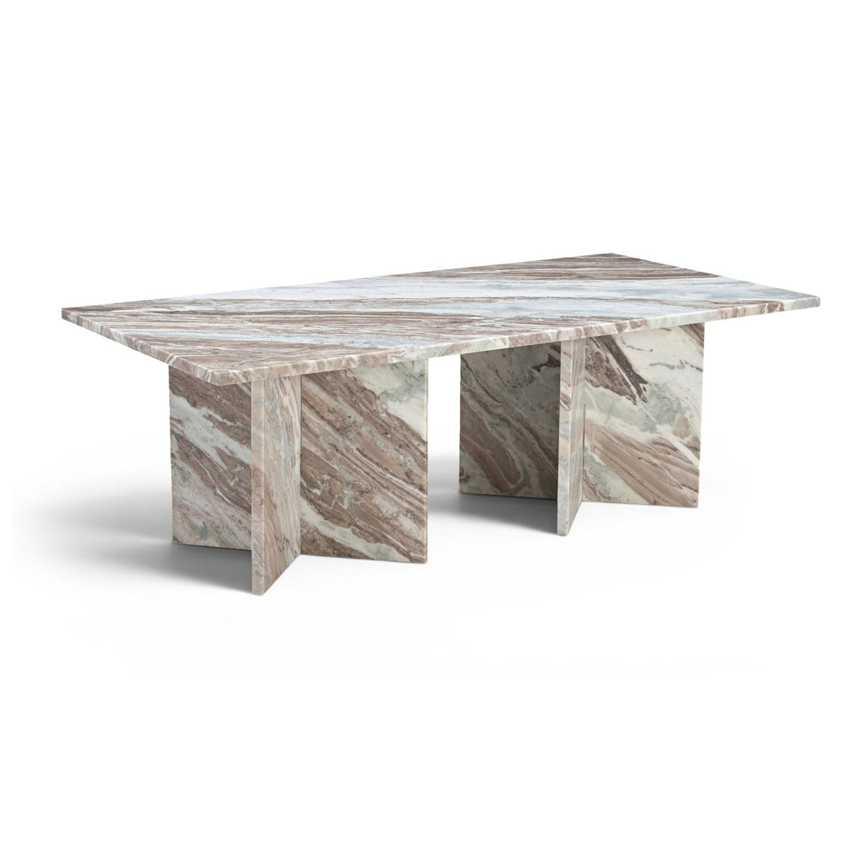 Verona Brown Genuine Marble Coffee Table in brown marble, primary product view
