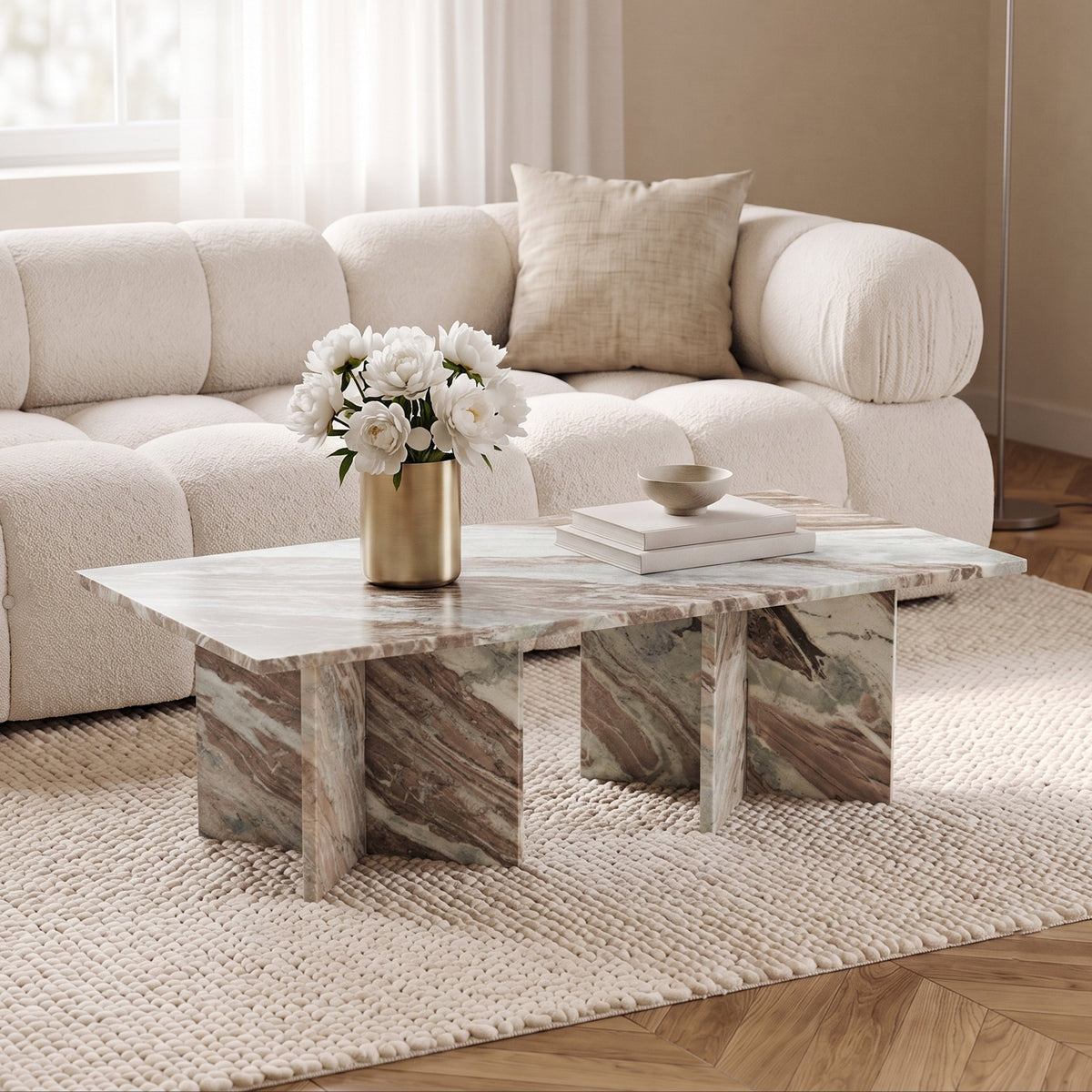 Verona Brown Genuine Marble Coffee Table