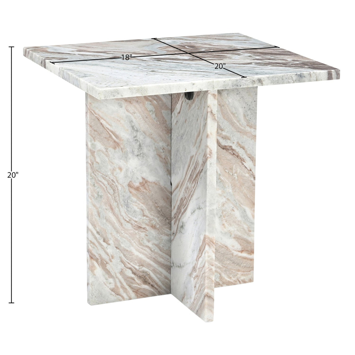 Verona Brown Genuine Marble End Table Set of 2