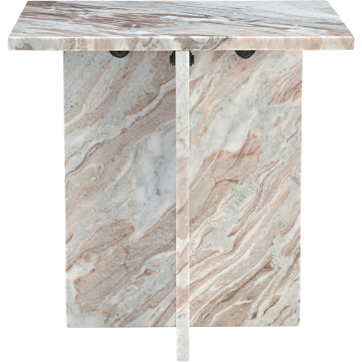 Verona Brown Genuine Marble End Table Set of 2