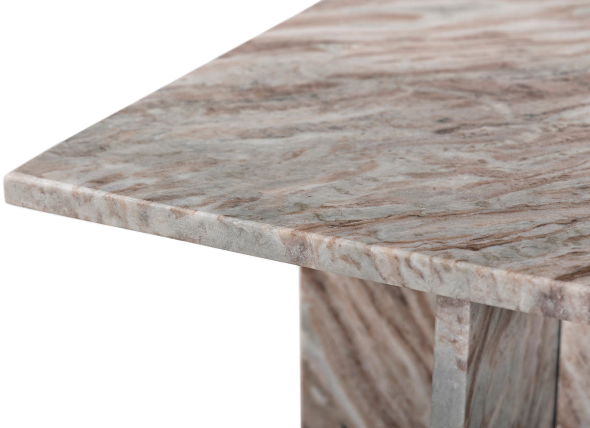Verona Brown Genuine Marble End Table Set of 2