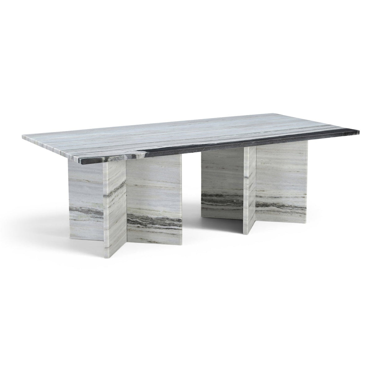 Verona Panda Genuine Marble Coffee Table in black and white panda marble, primary product view