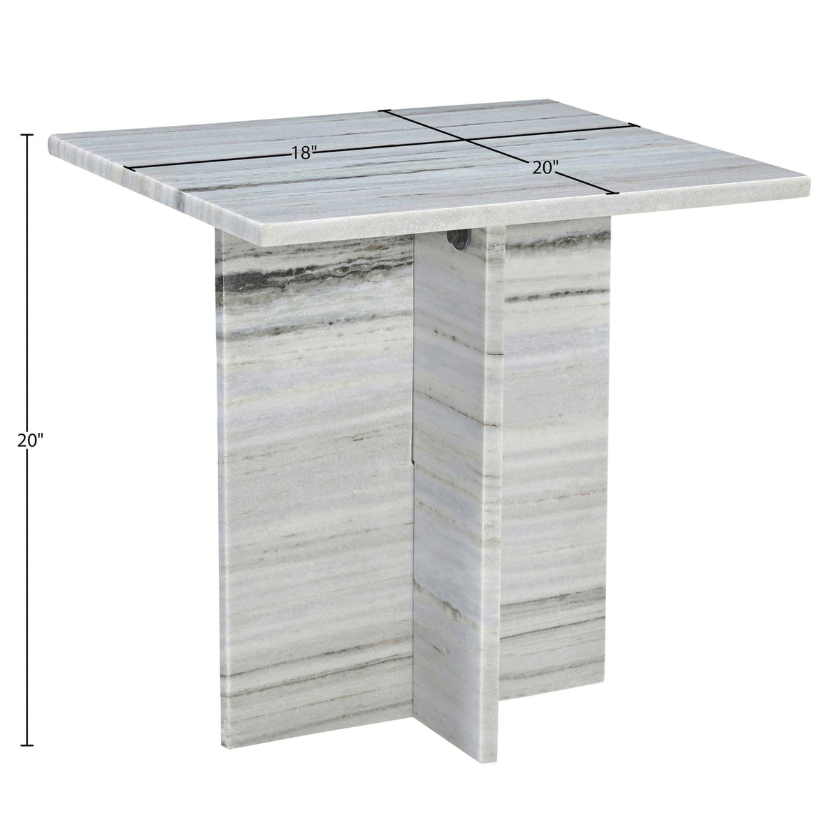 Verona Panda Genuine Marble End Table Set of 2
