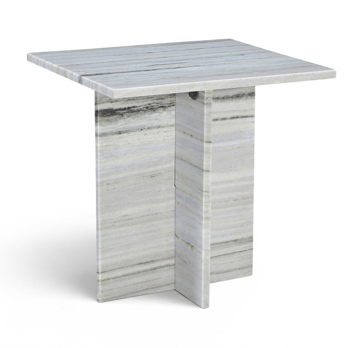 Verona Panda Genuine Marble End Table in black and white panda marble, primary product view