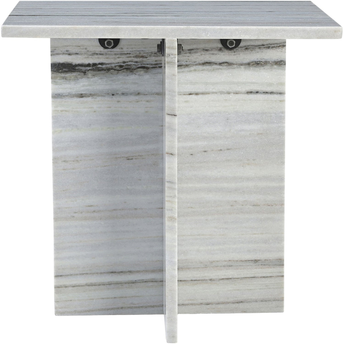 Verona Panda Genuine Marble End Table Set of 2