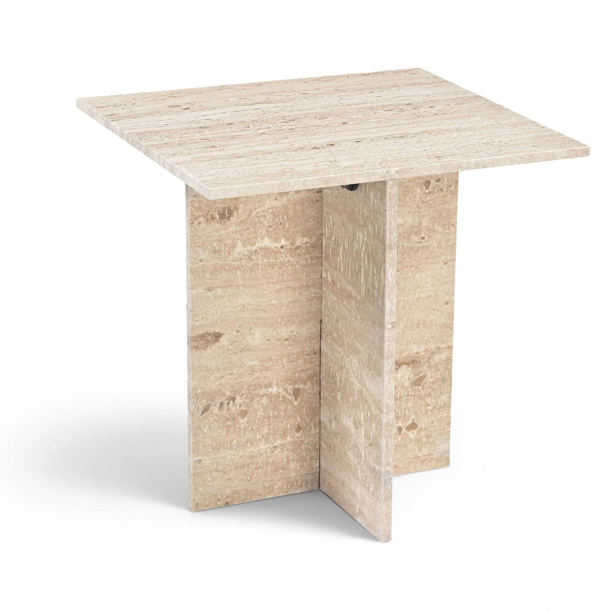 Verona Natural Travertine End Table in beige travertine, primary product view