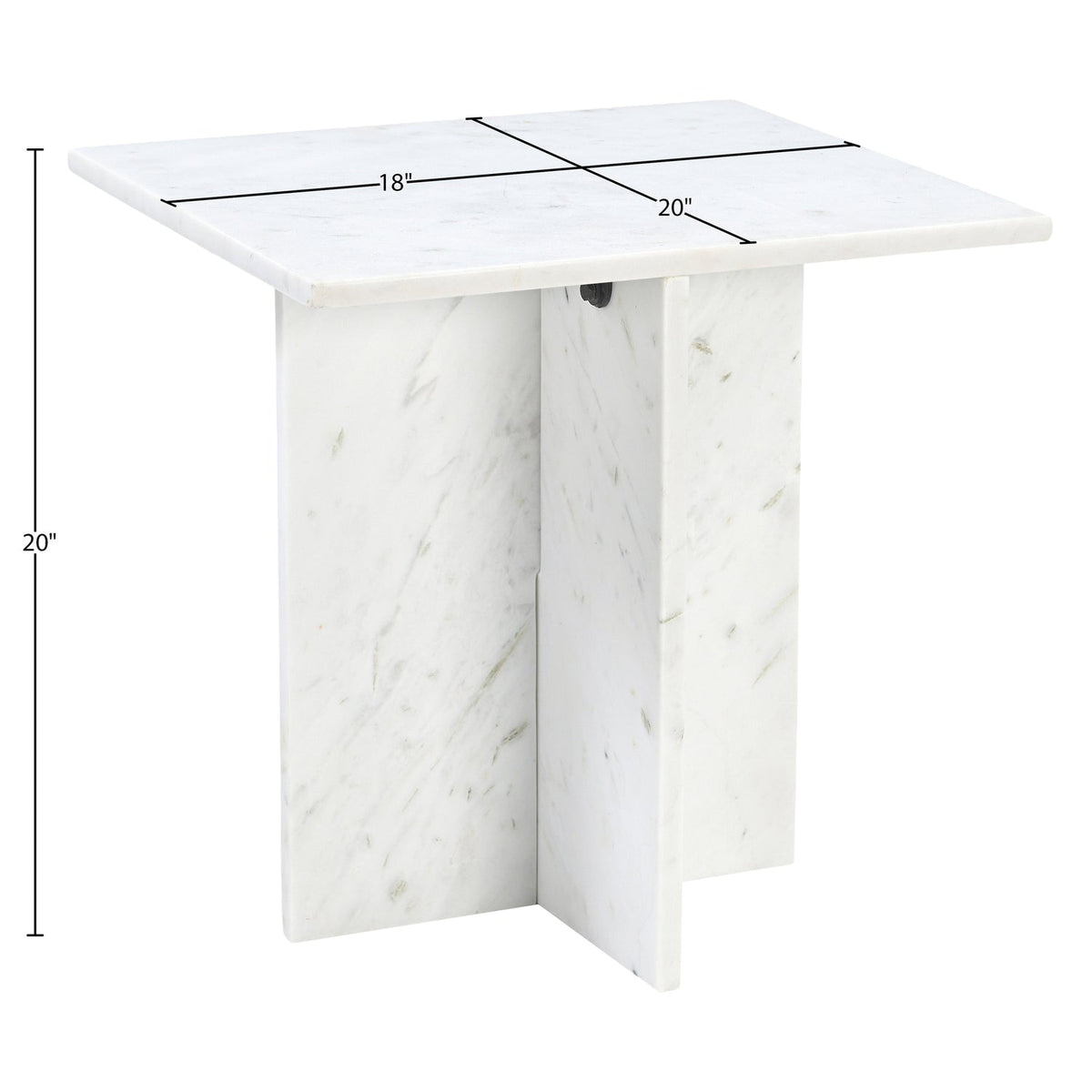 Verona White Genuine Marble End Table Set of 2