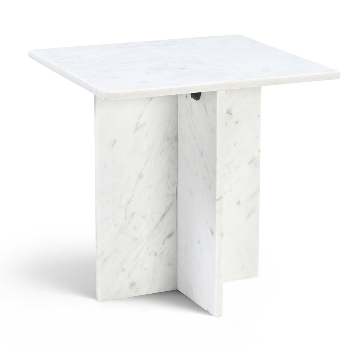 Verona White Genuine Marble End Table in white marble, primary product view