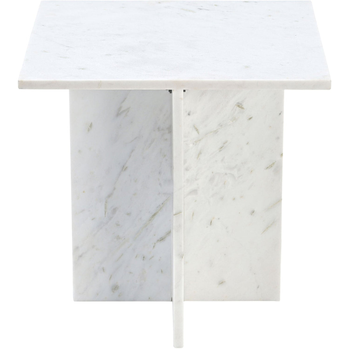 Verona White Genuine Marble End Table Set of 2