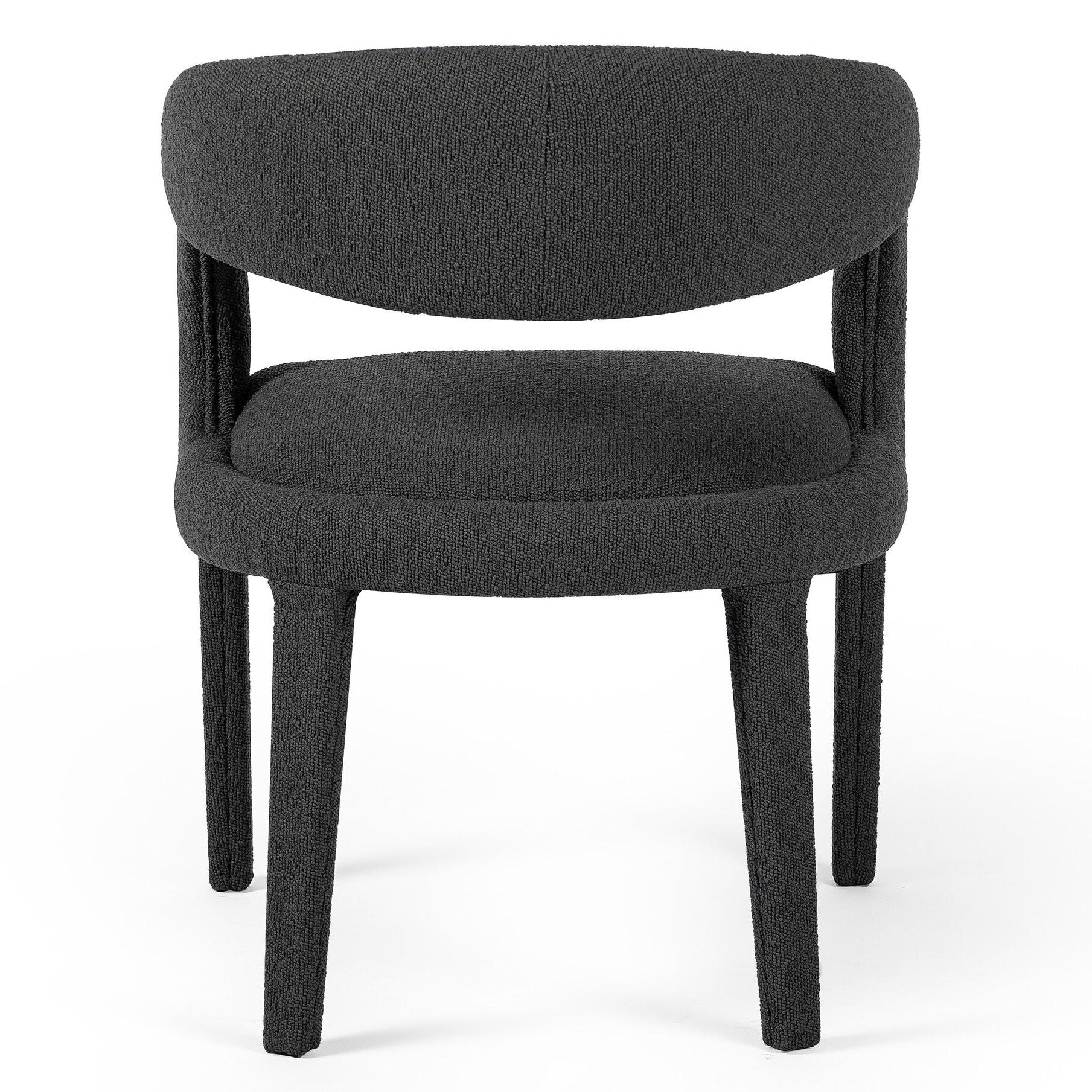 Four Hands Hawkins FIQA Boucle Charcoal Dining Chair back view