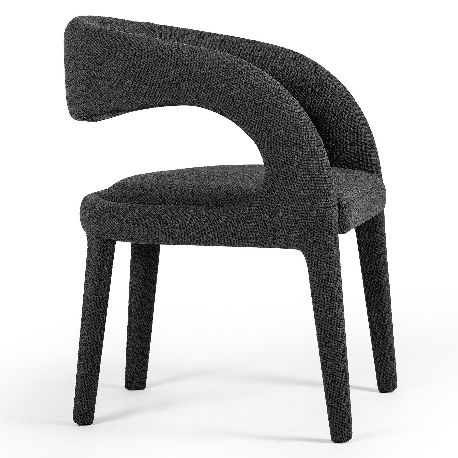 Four Hands Hawkins FIQA Boucle Charcoal Dining Chair showing 100% Polyester