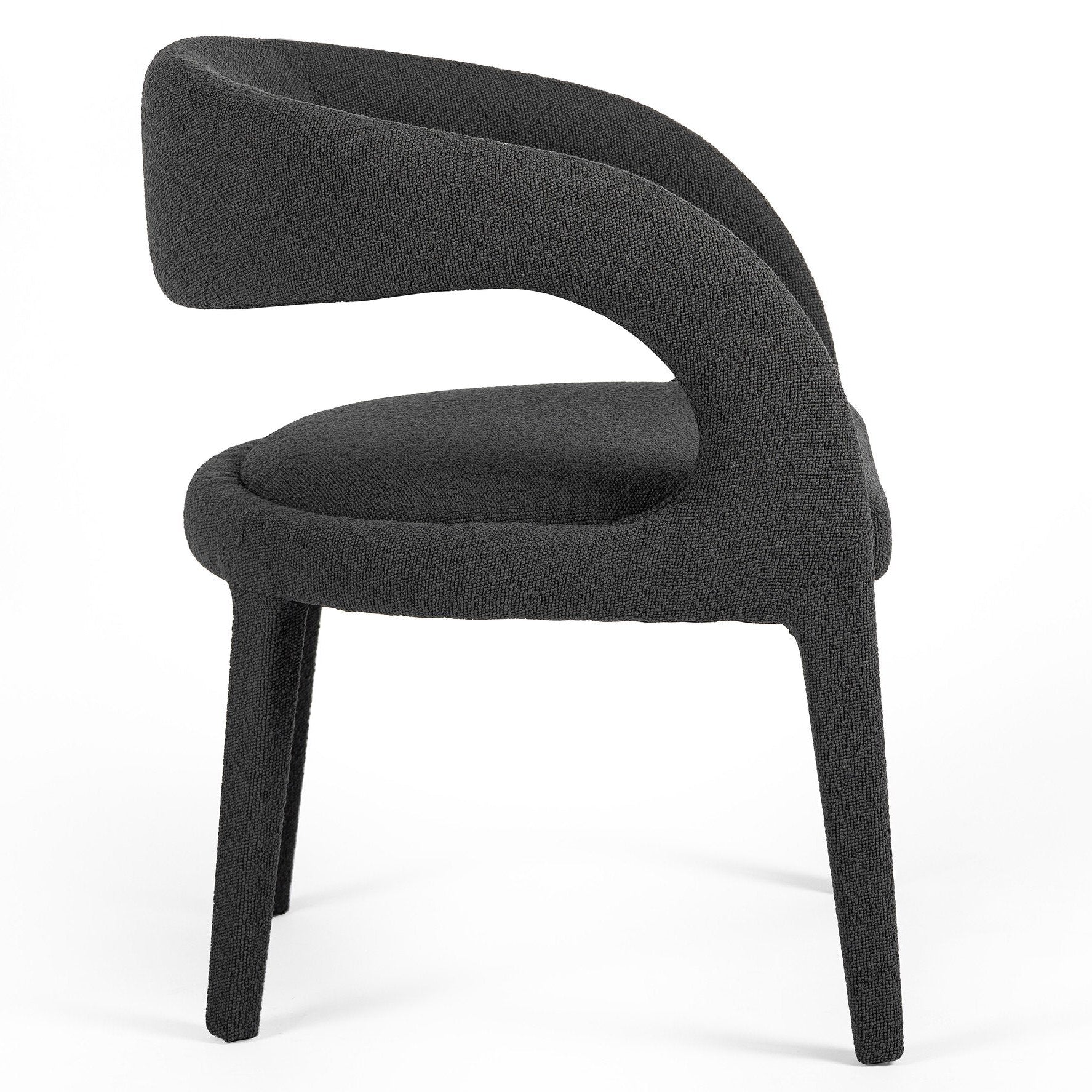 Four Hands Hawkins FIQA Boucle Charcoal Dining Chair side view