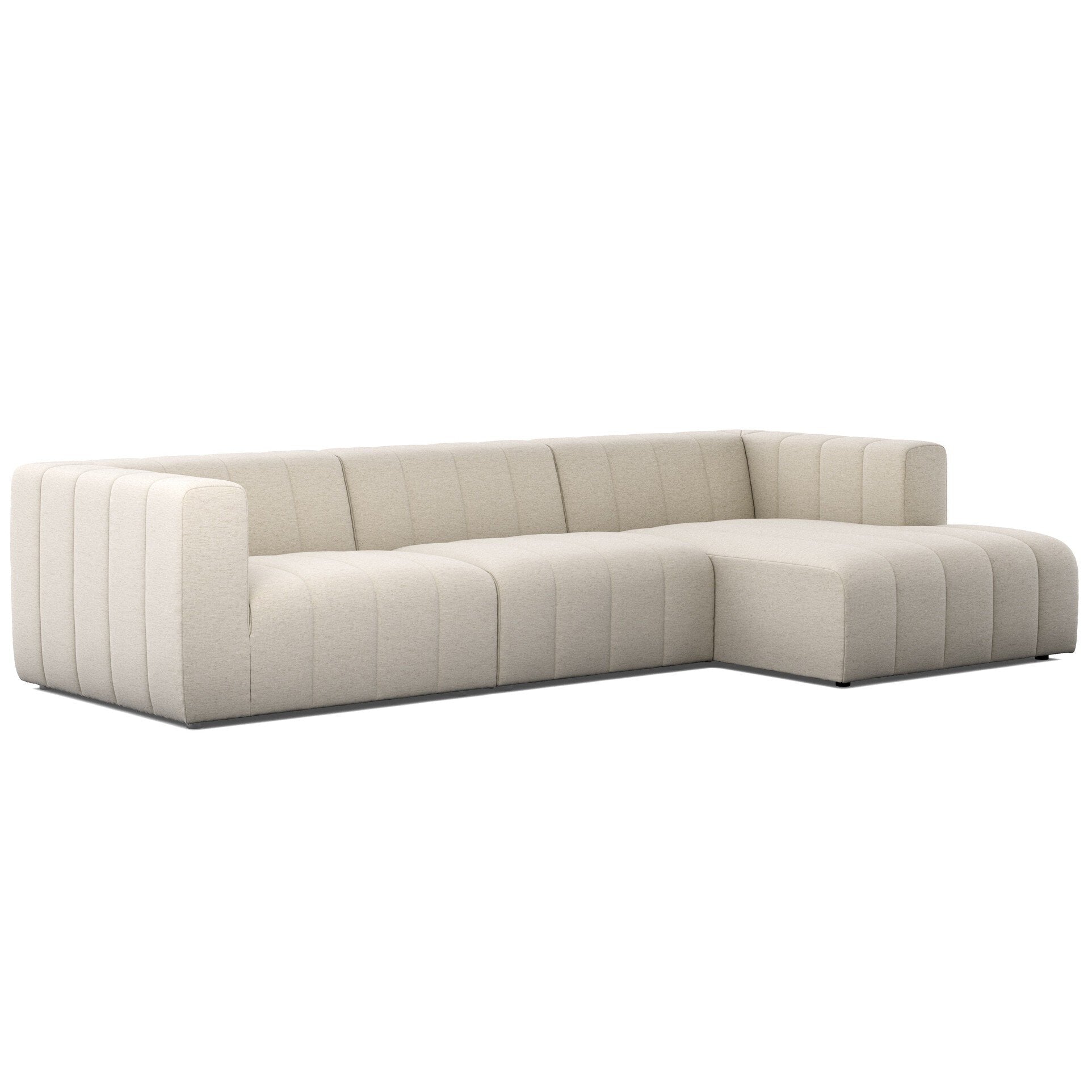 Four Hands Langham Channeled Crypton Nomad Snow 3 Piece Sectional Sofa in Crypton Nomad Snow