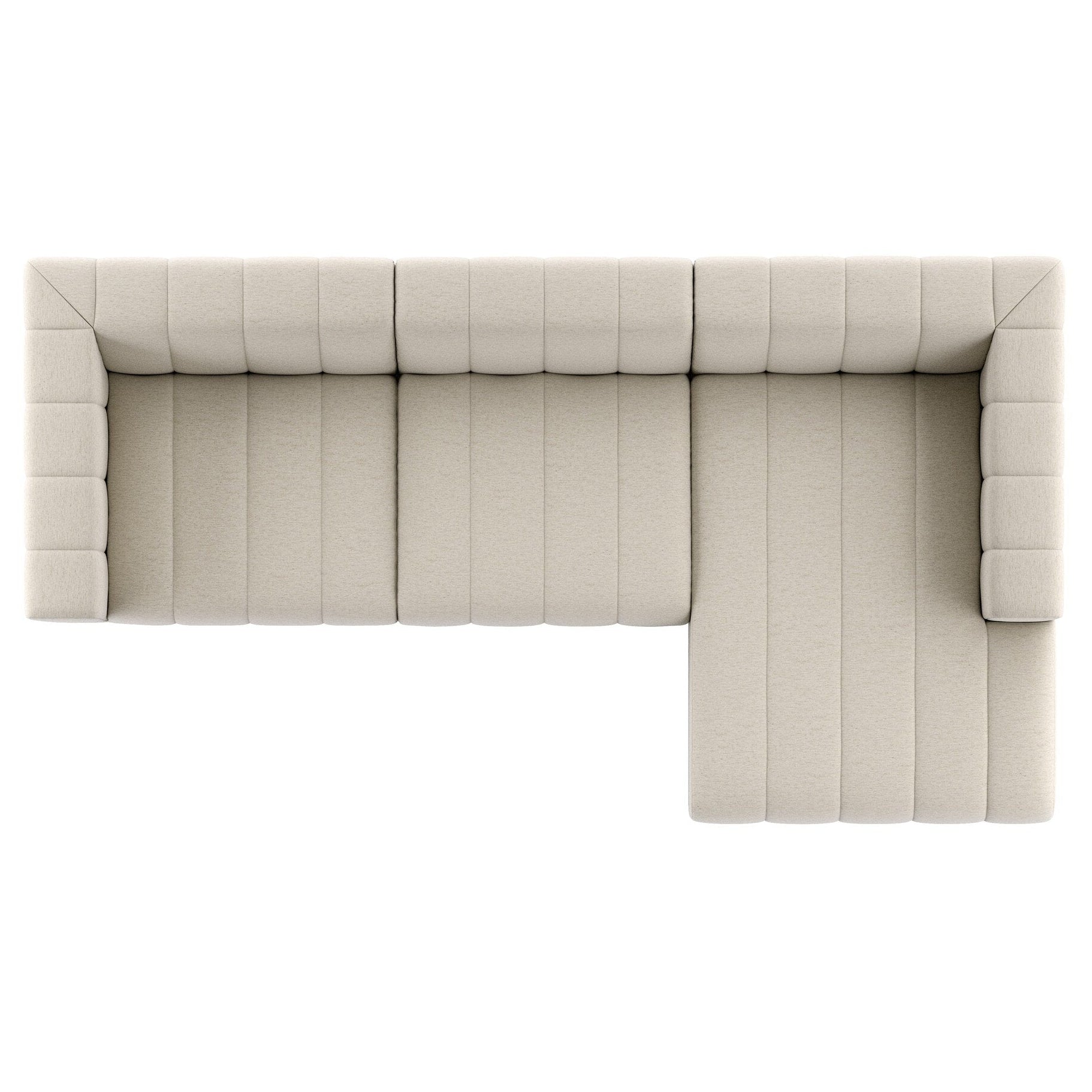 Four Hands Langham Channeled Crypton Nomad Snow 3 Piece Sectional Sofa top-down view