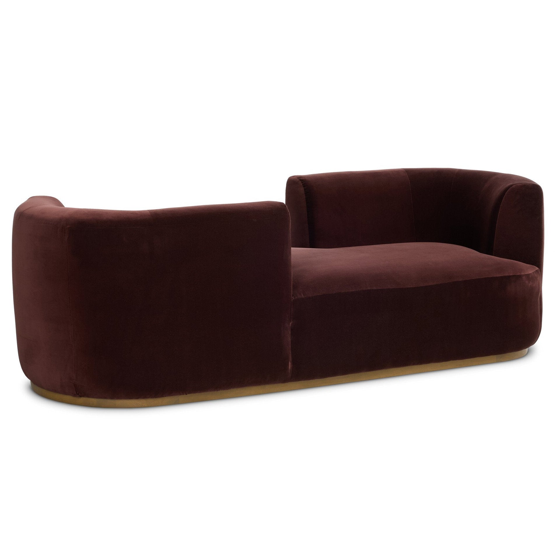 Four Hands Deandra Surrey Plum Tete A Tete Chaise styled view